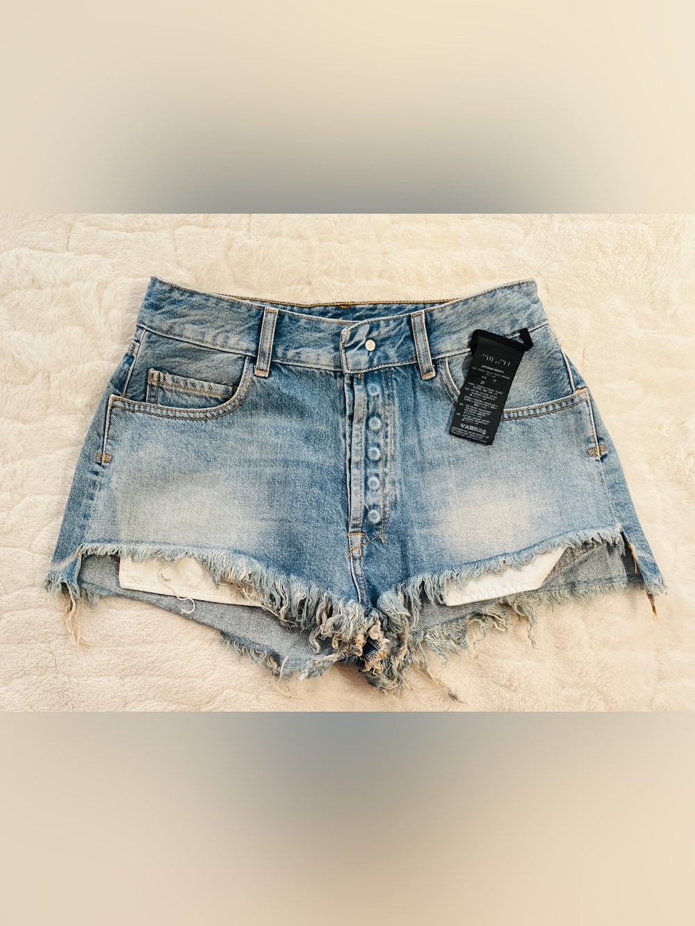 Unravel Project luxury streetwear High waist Distressed Cut-Off Denim Shorts - S